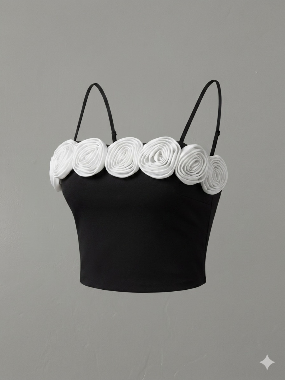 Elegant Black and White Floral Crop Top